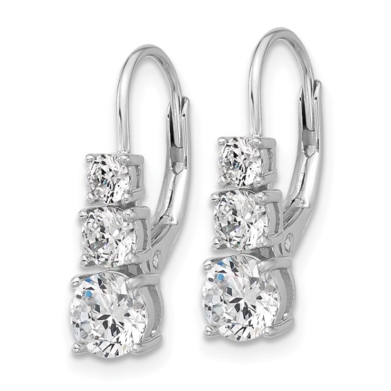 Sterling Shimmer Sterling Silver Rhodium-plated CZ 6 Stone Leverback Earrings