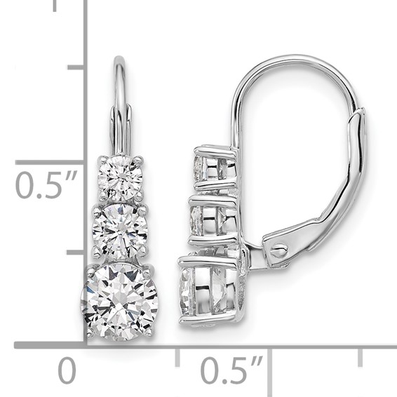 Sterling Shimmer Sterling Silver Rhodium-plated CZ 6 Stone Leverback Earrings