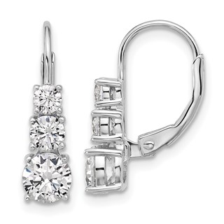 Sterling Shimmer Sterling Silver Rhodium-plated CZ 6 Stone Leverback Earrings