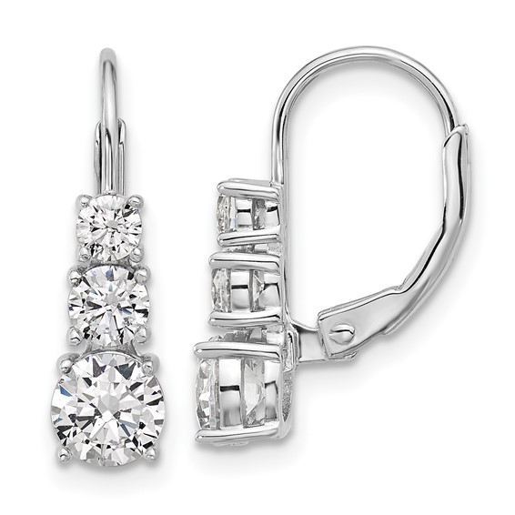 Sterling Shimmer Sterling Silver Rhodium-plated CZ 6 Stone Leverback Earrings