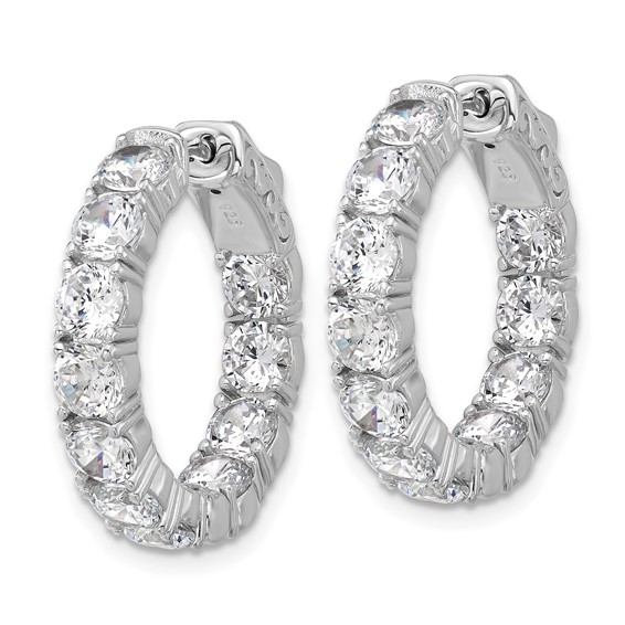 Sterling Shimmer Sterling Silver Rhodium-plated 4mm CZ 22 Stone In and Out Hinged Hoop Earrings