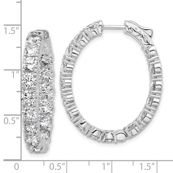 Sterling Silver CZ Oval Hinged Hoops
