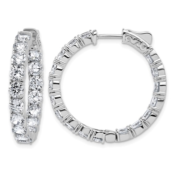 Sterling Silver 4mm CZ Hinged Hoops