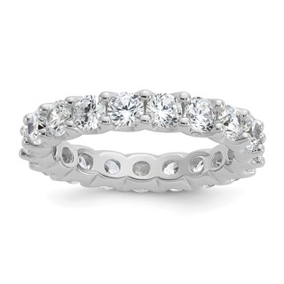 Sterling Shimmer Sterling Silver Rhodium-plated 3.5mm CZ 18 Stone Eternity Band