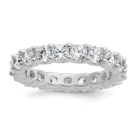 Sterling Shimmer Sterling Silver Rhodium-plated 3.5mm CZ 18 Stone Eternity Band