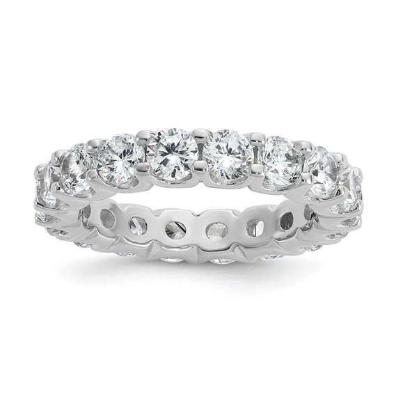 Sterling Shimmer Sterling Silver Rhodium-plated 3.75mm CZ 17 Stone Eternity Band