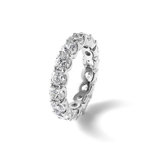 Sterling Shimmer Sterling Silver Rhodium-plated 4.25mm CZ 15 Stone Eternity Band