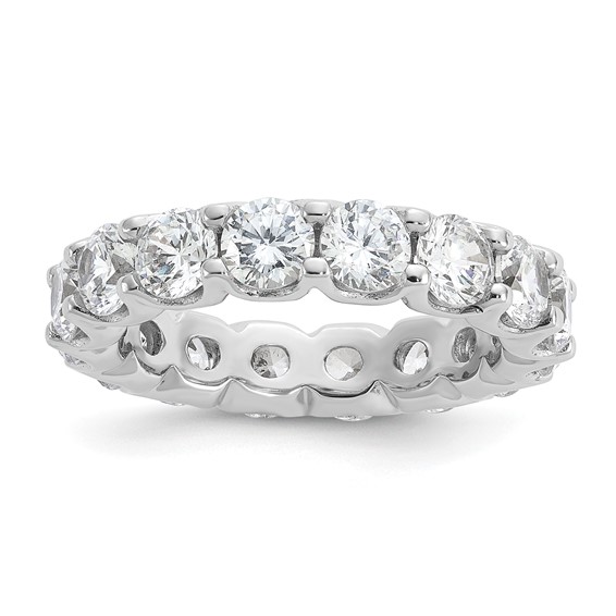 Sterling Shimmer Sterling Silver Rhodium-plated 4.25mm CZ 15 Stone Eternity Band