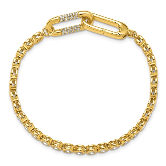 Sterling Shimmer Sterling Silver Gold-tone Flash Gold-plated CZ 113 Stone 7 inch Bracelet