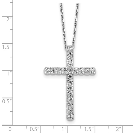 Sterling Silver CZ Cross Necklace with Extension