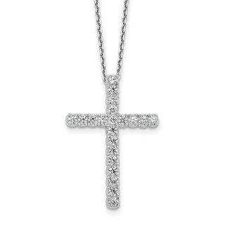 Sterling Silver CZ Cross Necklace with Extension