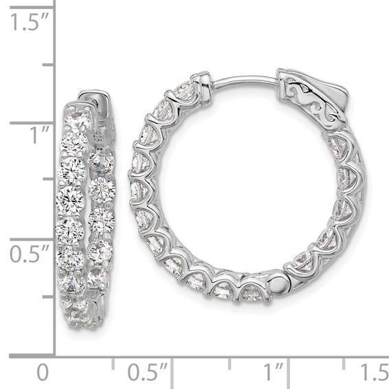 Sterling Silver 3mm CZ Hinged Hoops