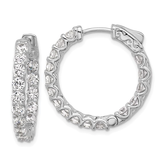 Sterling Silver 3mm CZ Hinged Hoops
