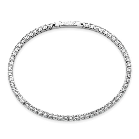 Sterling Shimmer Sterling Silver Rhodium-plated 3mm CZ 59 Stone 8 inch Flexible Bangle Bracelet