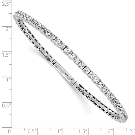 Sterling Shimmer Sterling Silver Rhodium-plated 3mm CZ 59 Stone 8 inch Flexible Bangle Bracelet