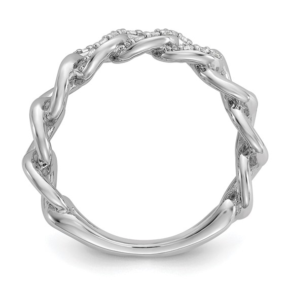 Sterling Shimmer Sterling Silver Rhodium-plated CZ 30 Stone Size 6 Link Circles Ring