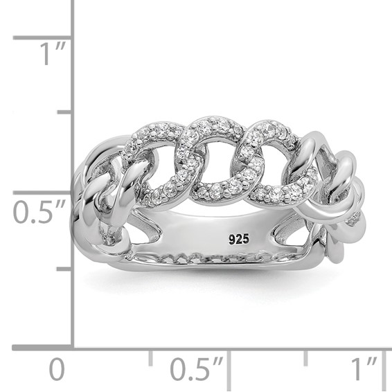 Sterling Shimmer Sterling Silver Rhodium-plated CZ 30 Stone Size 6 Link Circles Ring