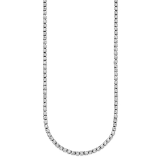 Sterling Silver Rhodium-Plated CZ Bezel Necklace