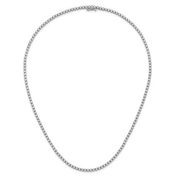 Sterling Silver Rhodium-Plated CZ Bezel Necklace