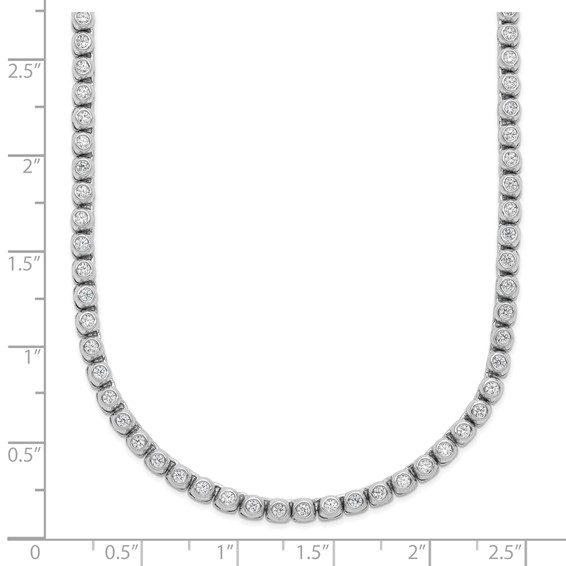 Sterling Silver Rhodium-Plated CZ Bezel Necklace