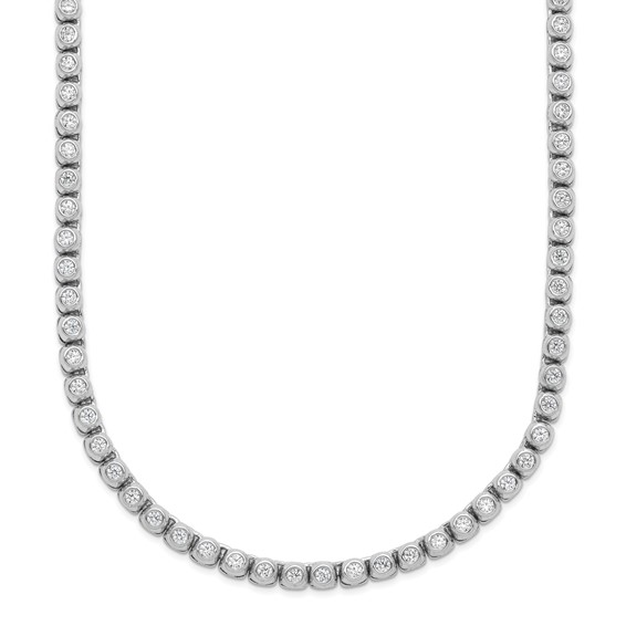 Sterling Silver Rhodium-Plated CZ Bezel Necklace