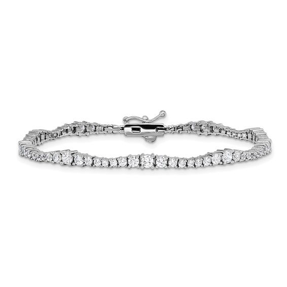 Sterling Shimmer Sterling Silver Rhodium-plated CZ 79 Stone 7 inch Bracelet