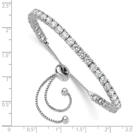 Sterling Shimmer Sterling Silver Rhodium-plated 3.5mm CZ 35 Stone Adjustable Bracelet