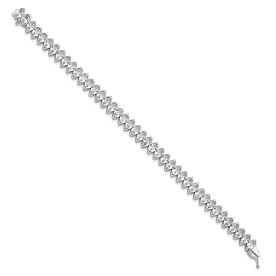 Sterling Shimmer Sterling Silver Rhodium-plated 5mm x 4mm CZ 41 Stone 7 inch Bracelet