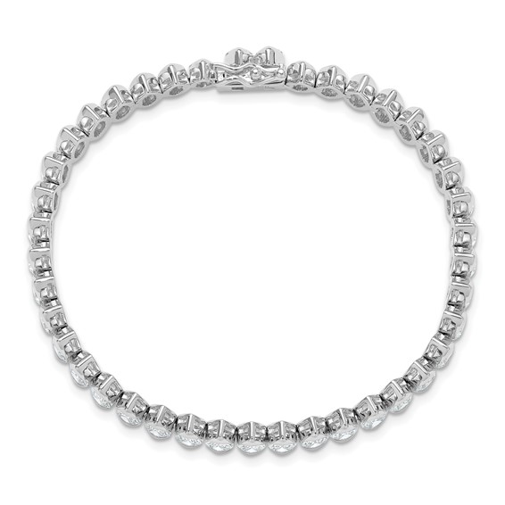 Sterling Shimmer Sterling Silver Rhodium-plated 5mm x 4mm CZ 41 Stone 7 inch Bracelet