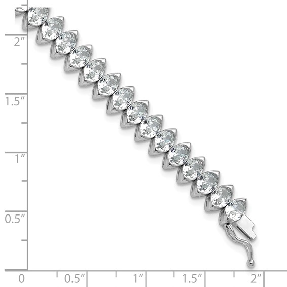 Sterling Shimmer Sterling Silver Rhodium-plated 5mm x 4mm CZ 41 Stone 7 inch Bracelet