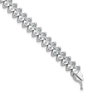 Sterling Shimmer Sterling Silver Rhodium-plated 5mm x 4mm CZ 41 Stone 7 inch Bracelet