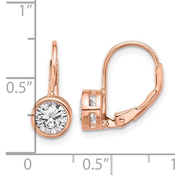 Sterling Silver Bezel CZ Leverback Earrings