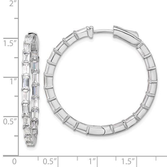 Sterling Shimmer Sterling Silver Rhodium-plated 4mm x 2mm CZ 38 Stone In and Out Hinged Hoop Earrings