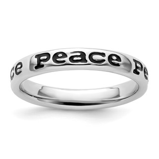 Sterling Silver Stackable Expressions Polished Enameled Peace Ring