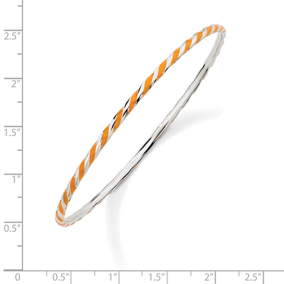 Sterling Silver Stackable Expressions Twisted Orange Enamel Bangle
