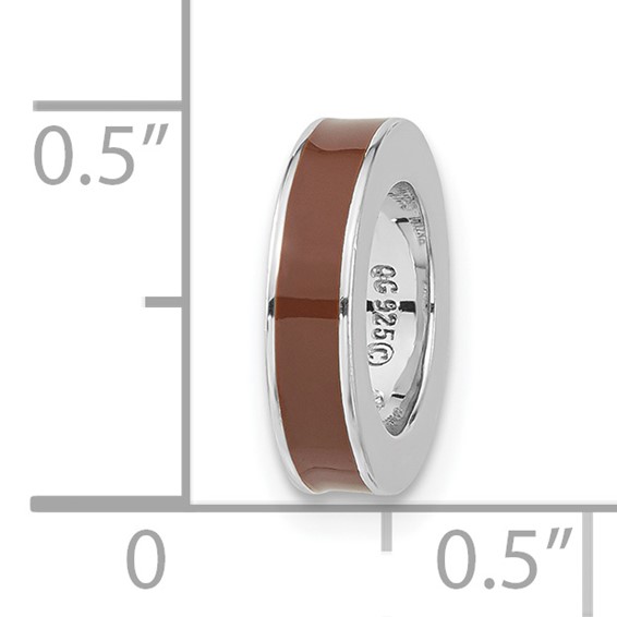 Sterling Silver Stackable Expressions Brown Enamel Bead Pendant