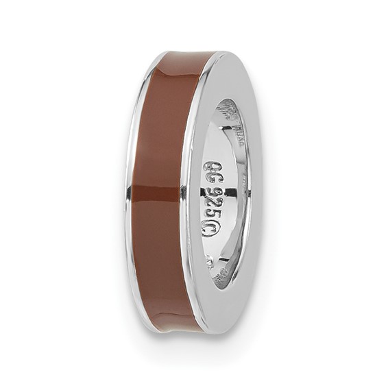 Sterling Silver Stackable Expressions Brown Enamel Bead Pendant