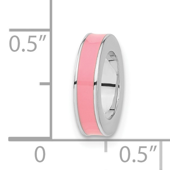 Sterling Silver Stackable Expressions Pink Enamel Bead Pendant