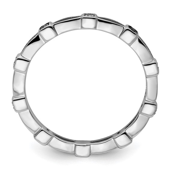 Sterling Silver Stackable Expressions Black & White Diamond Ring