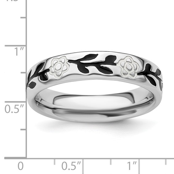 Sterling Silver Stackable Expressions Polished Enameled Flower Ring