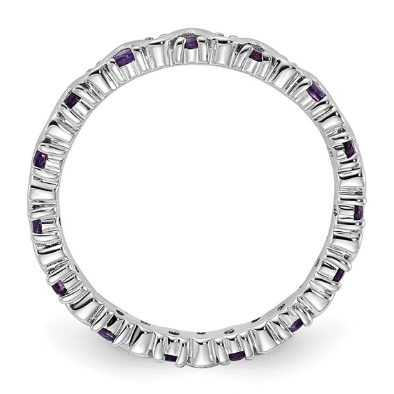 Sterling Silver Stackable Expressions Diamond & Amethyst Ring