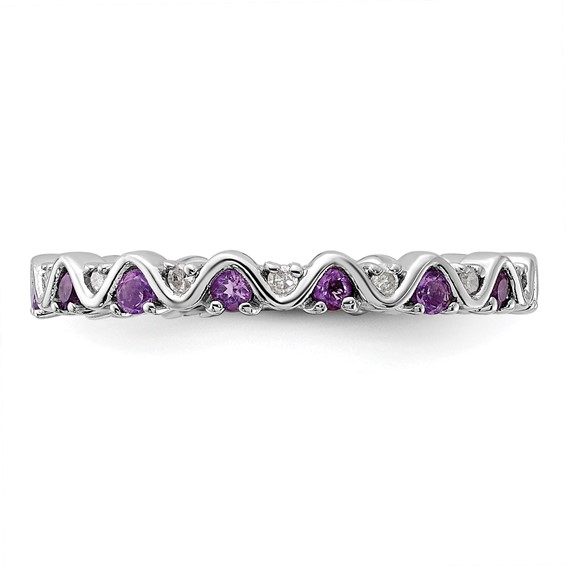 Sterling Silver Stackable Expressions Diamond & Amethyst Ring