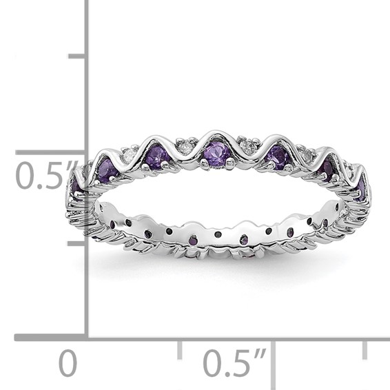 Sterling Silver Stackable Expressions Diamond & Amethyst Ring