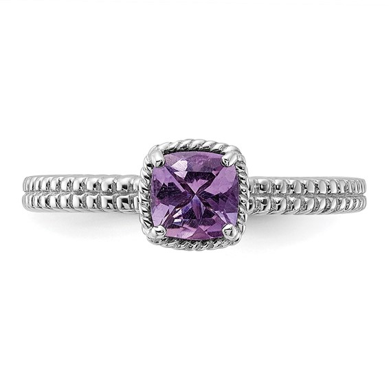 Sterling Silver Stackable Expressions Amethyst Ring