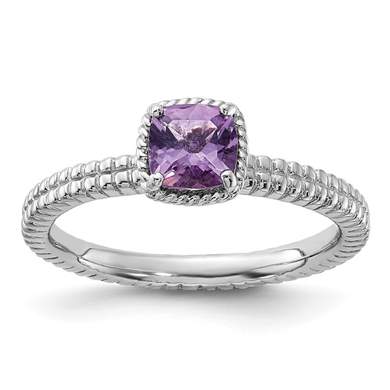 Sterling Silver Stackable Expressions Amethyst Ring