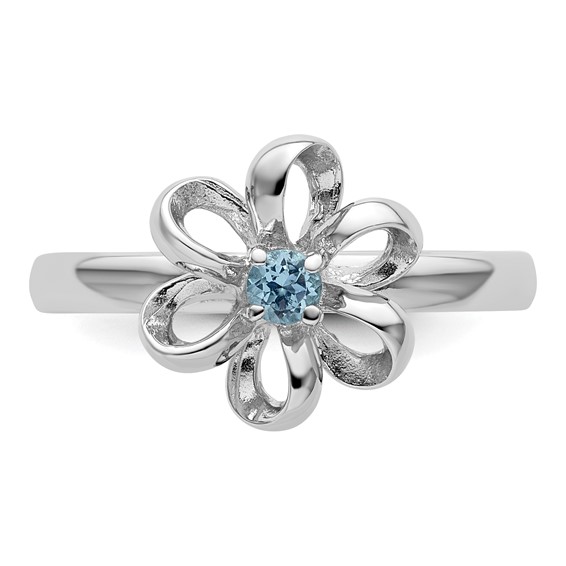 Sterling Silver Stackable Expressions Gemstone Flower Rings