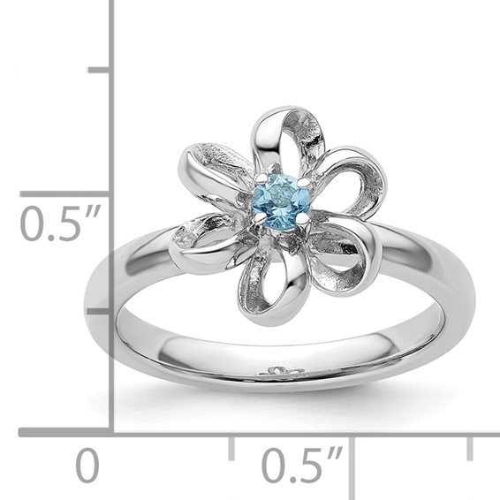 Sterling Silver Stackable Expressions Gemstone Flower Rings