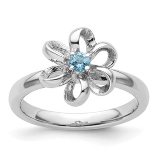 Sterling Silver Stackable Expressions Gemstone Flower Rings