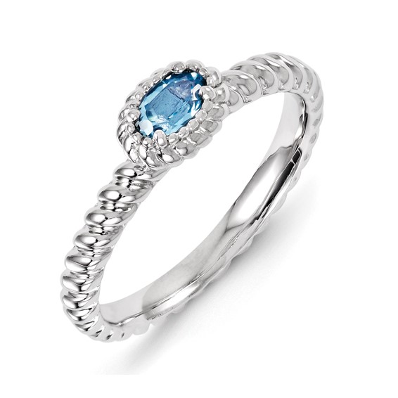 Sterling Silver Stackable Expressions Blue Topaz Ring