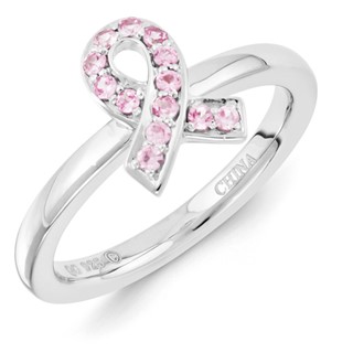 Sterling Silver Stackable Expressions Created Pink Sapphire Ring